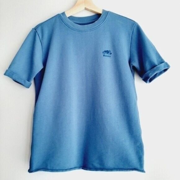 ROOTS Short Sleeve Sweatshirt Crewneck Top Sz XXS - Picture 2 of 7